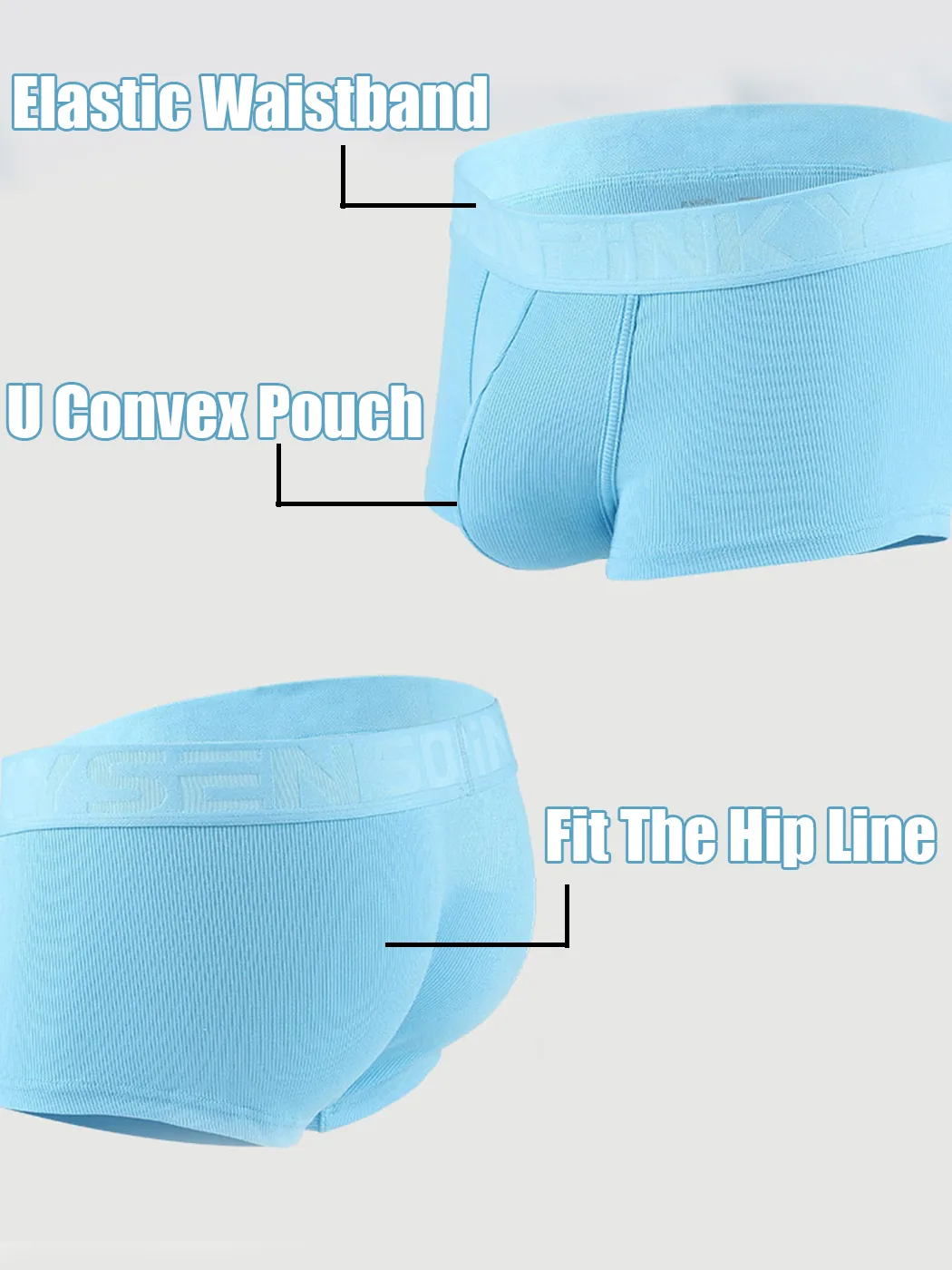 2 Pack Mens Breathable U Pouch Modal Trunks