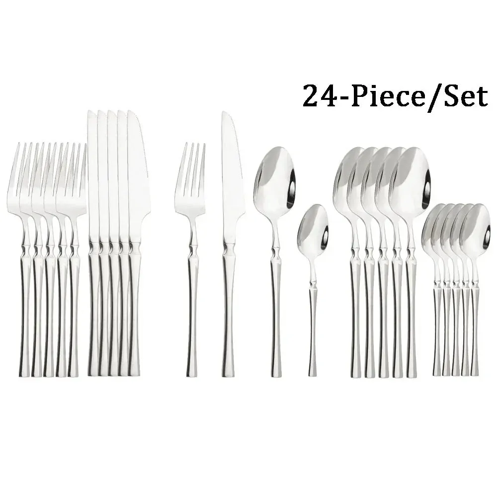 24 Piece Stainless Steel Cutlery Set For Kitchen Dining
