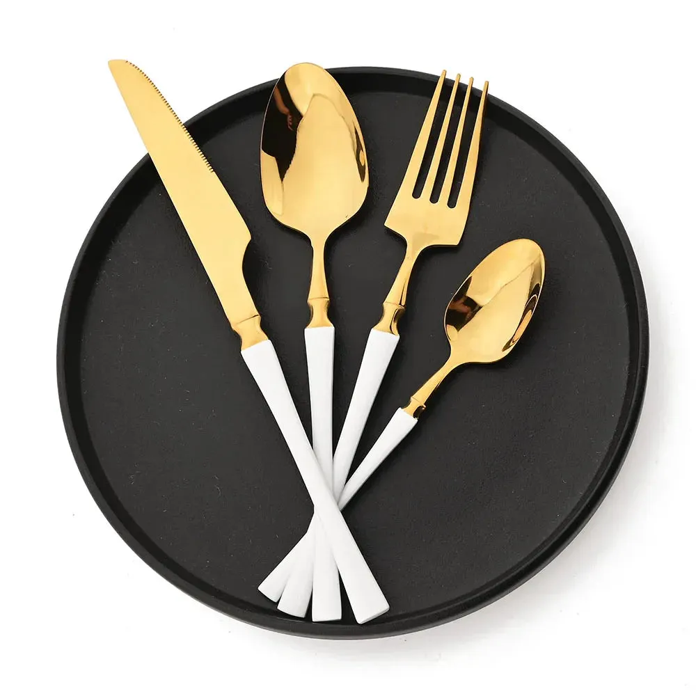 24 Piece Stainless Steel Silverware Set For Kitchen Dining