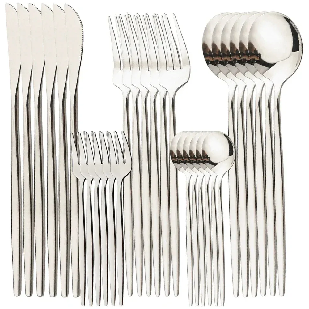 30 Piece Gold Stainless Steel Cutlery Set For Dining And Kitchen Use