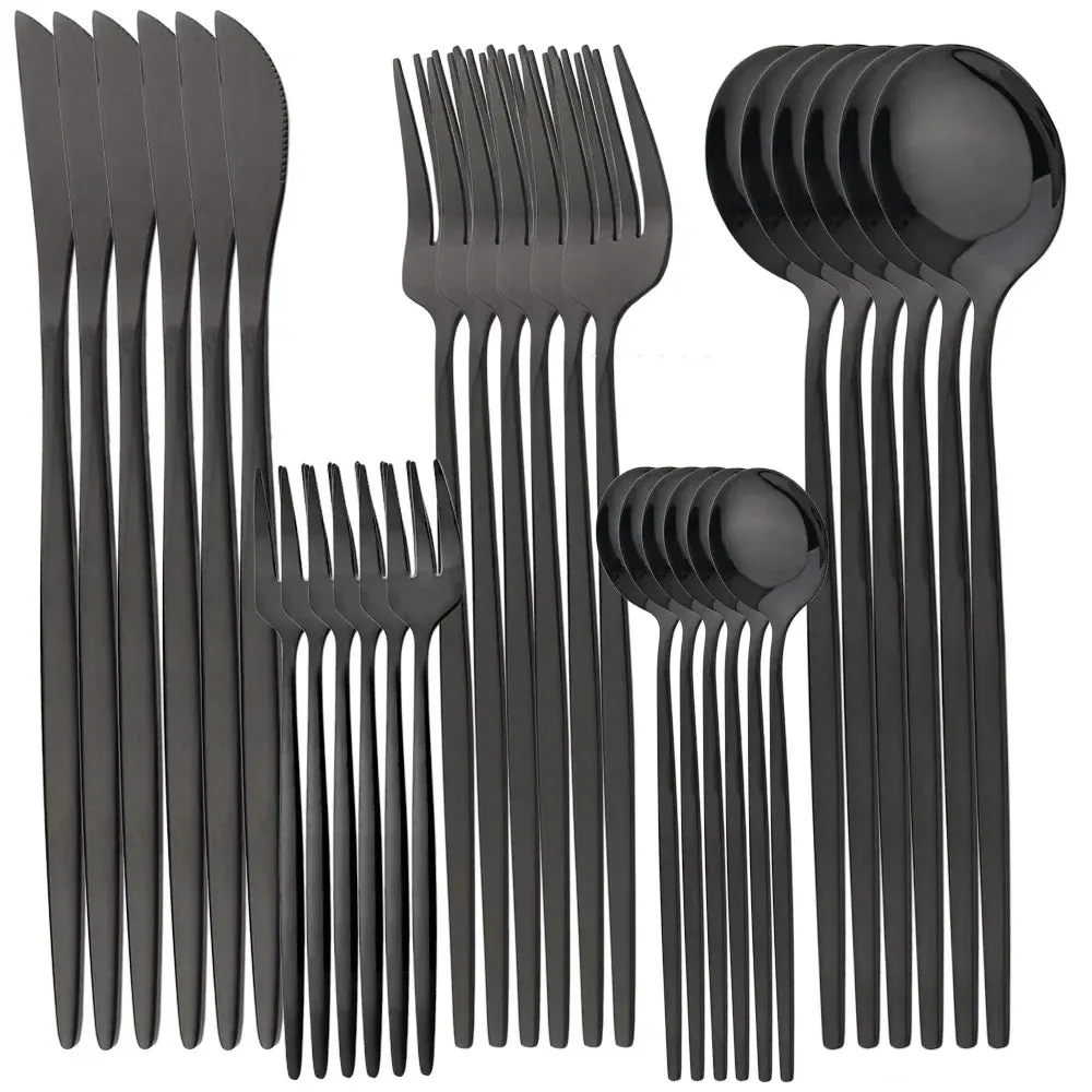 30 Piece Gold Stainless Steel Cutlery Set For Dining And Kitchen Use