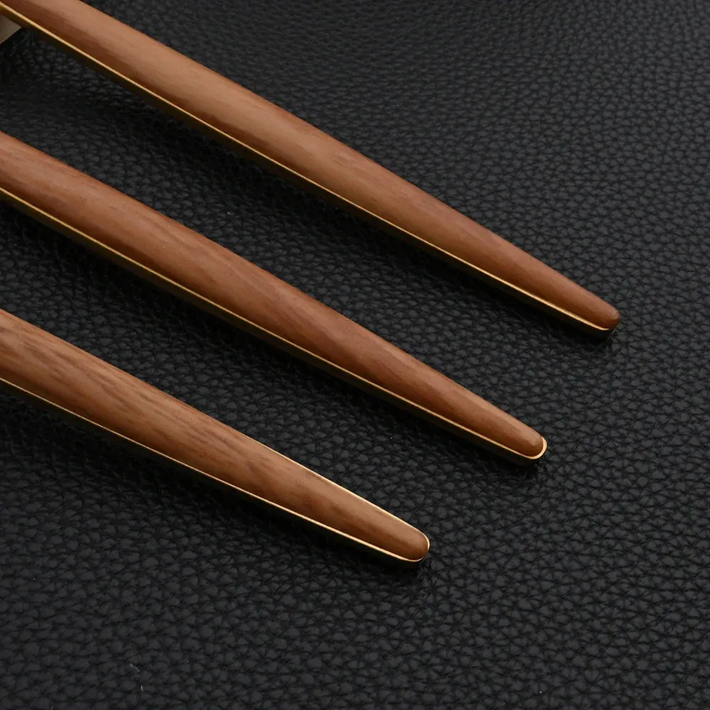 30 Piece Stainless Steel Cutlery Set With Wooden Handles