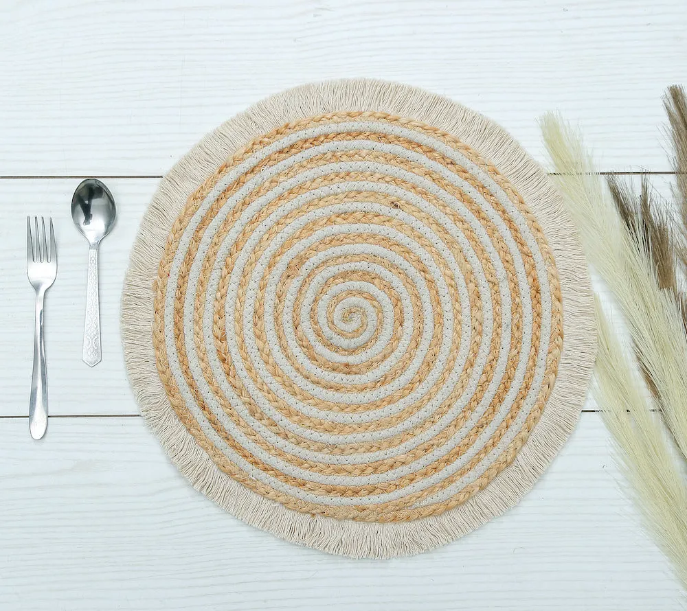 Amara Natural Jute Placemats for Dining Table Rustic Round Design
