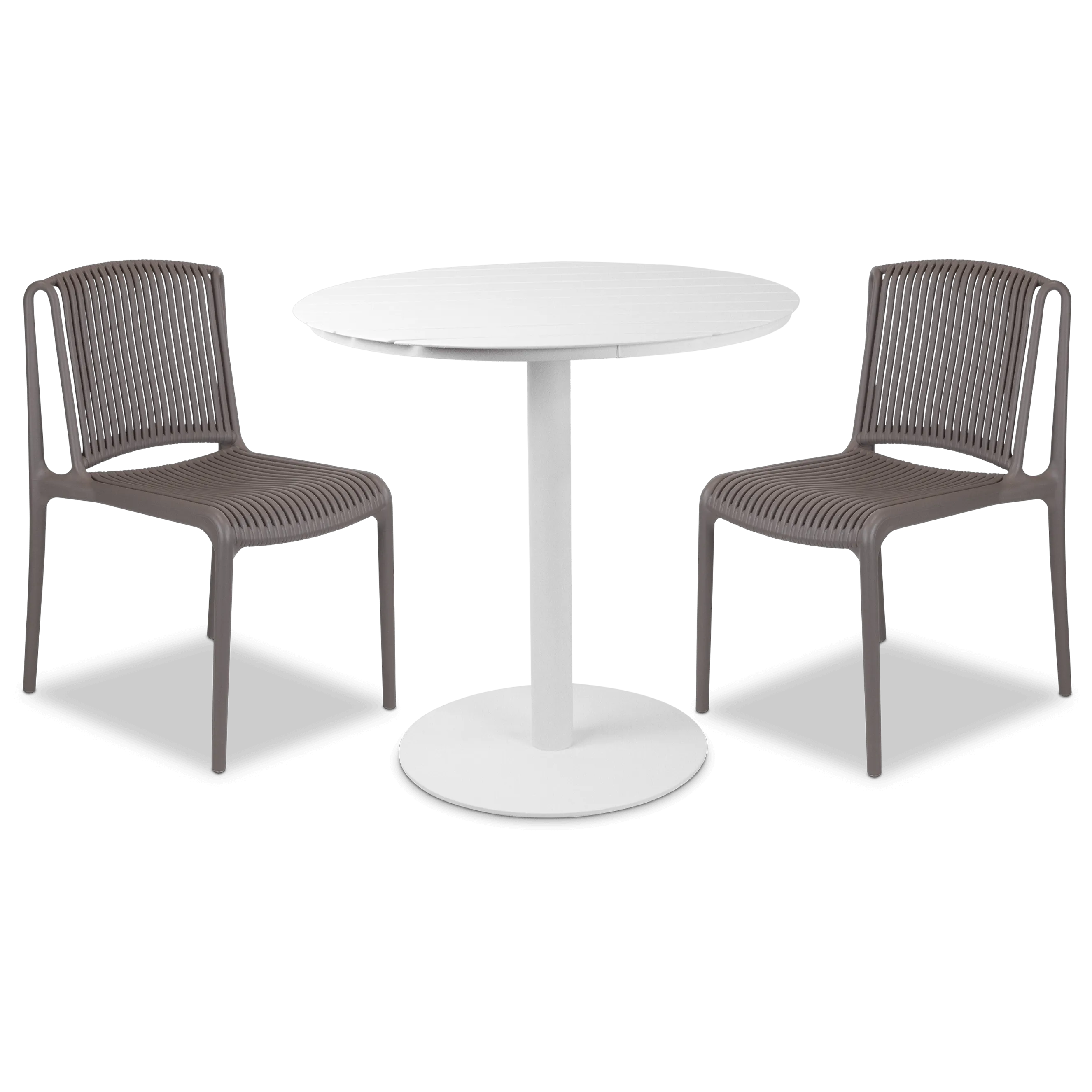 Cafe Collection Round 3pc Dining Suite in Arctic White with UV Plastic Chairs (PP)