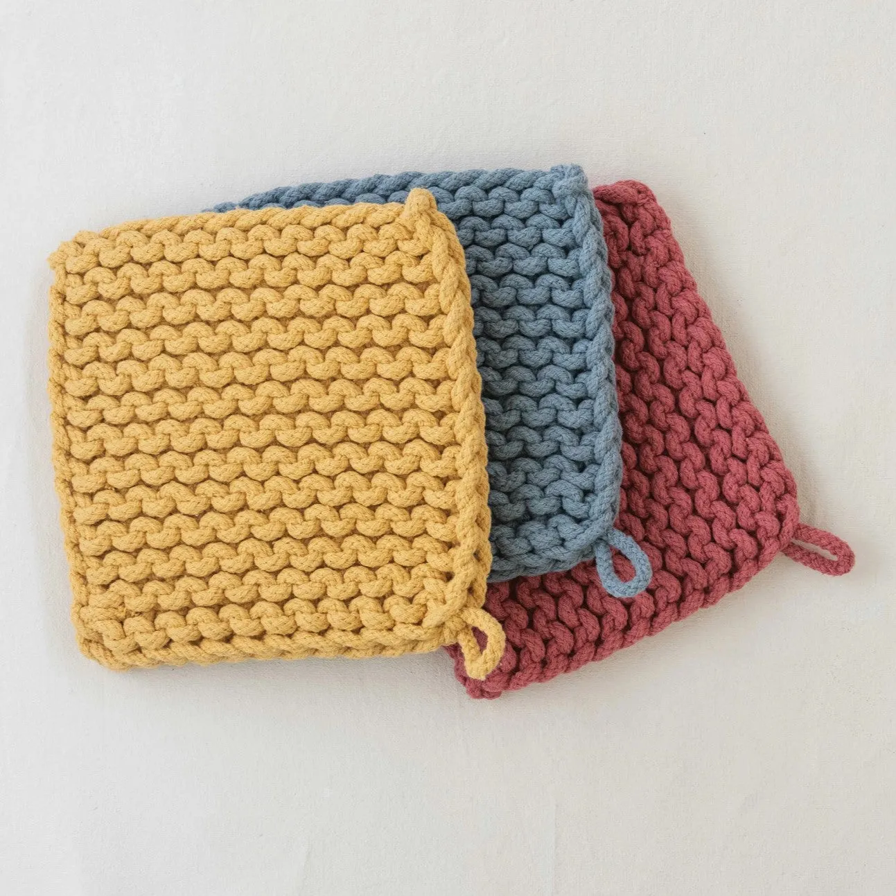 Cotton Crocheted Potholder (Blue)