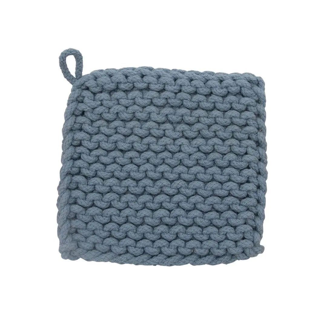 Cotton Crocheted Potholder (Blue)