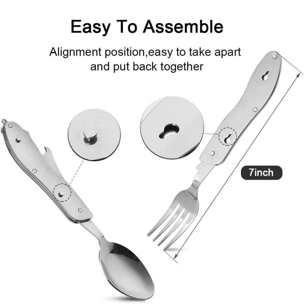 Foldable Tableware Knife Spoon Fork Camping Knife Fork Spoon Combination Tableware Outdoor Portable Multifunctional