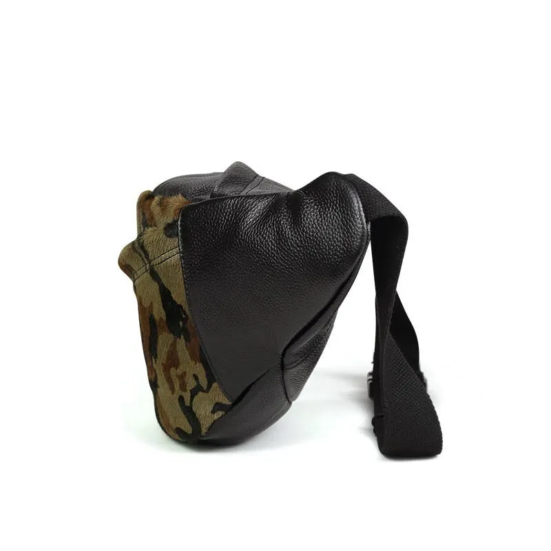 Leather Men's Multifunctional Sports Chest Bag