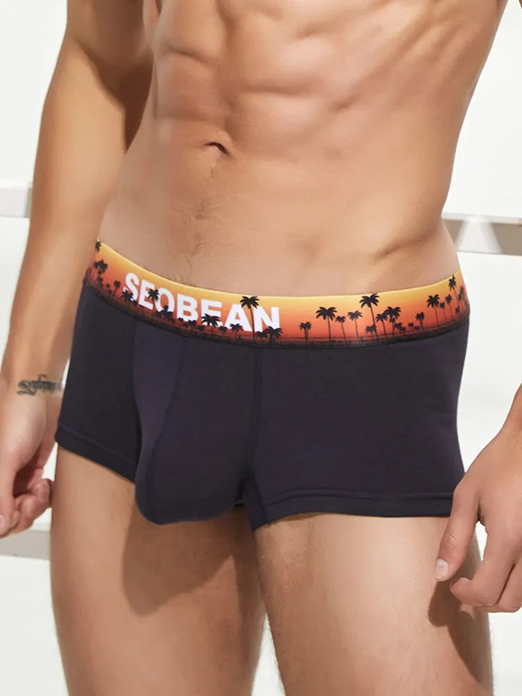 Men's Spliced Waistband U-Pouch Trunks