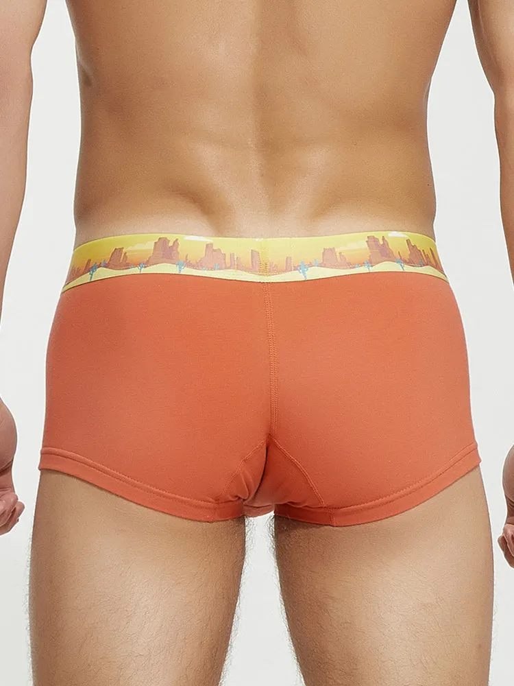 Men's Spliced Waistband U-Pouch Trunks