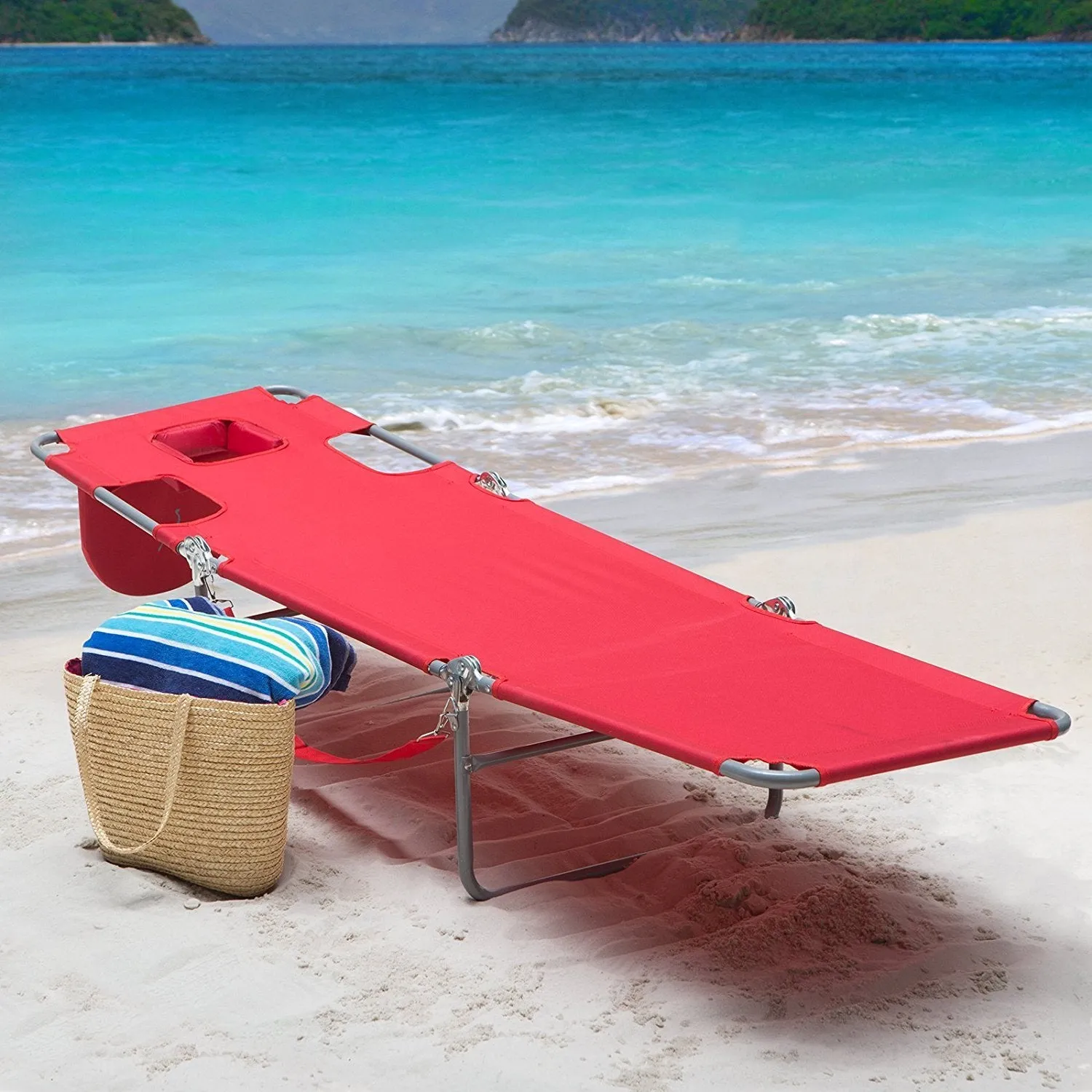 Ostrich Chaise Lounge, Red