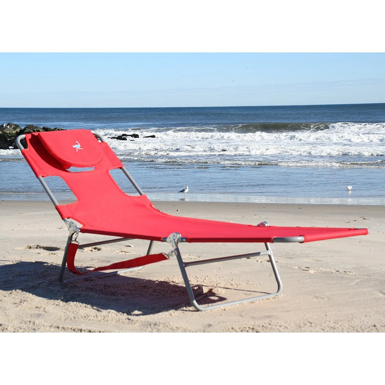 Ostrich Chaise Lounge, Red