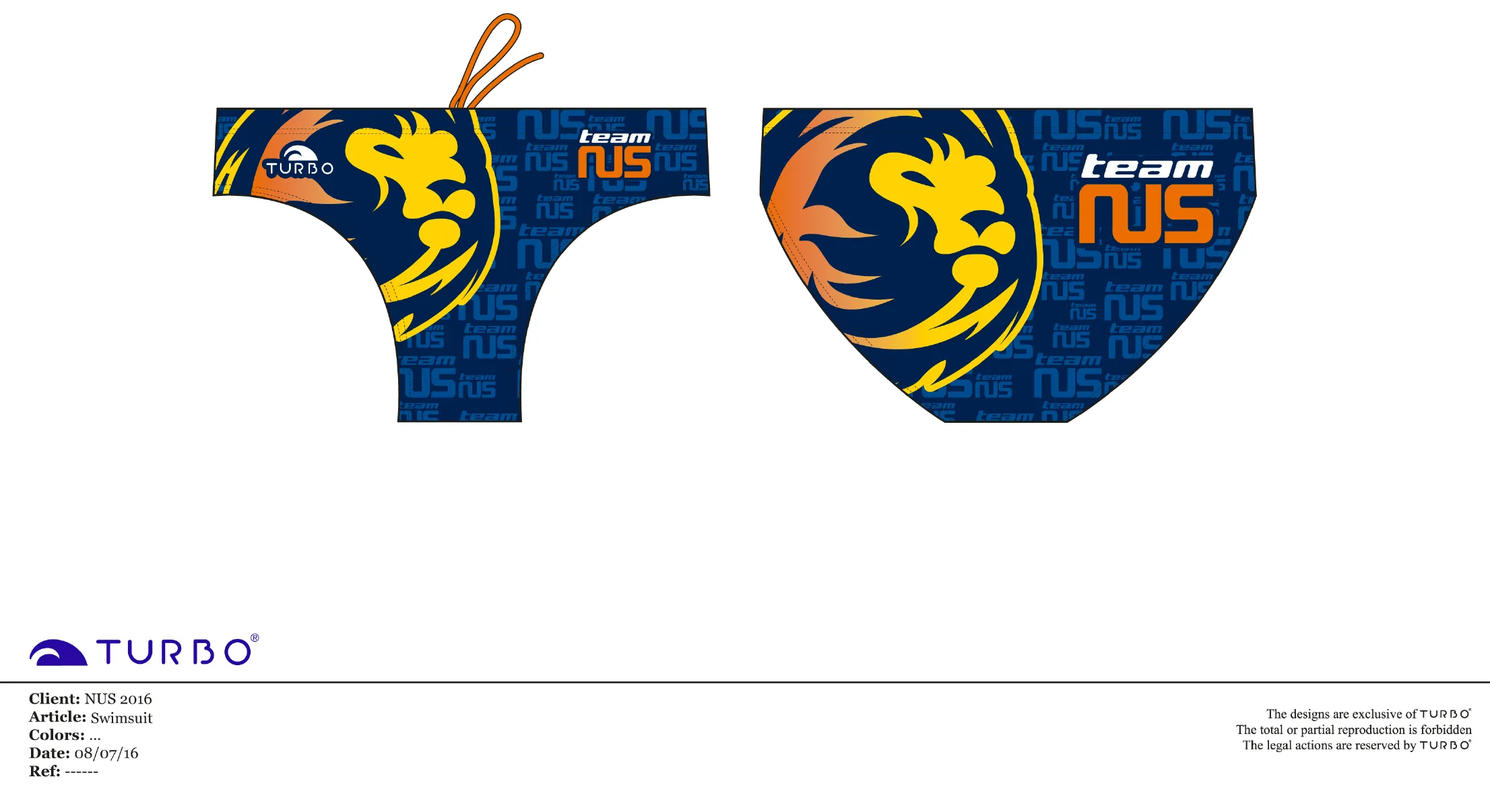 Past Custom Designed - NUS 2016 Boys/Men WP Trunks No Name (Pre-Order)