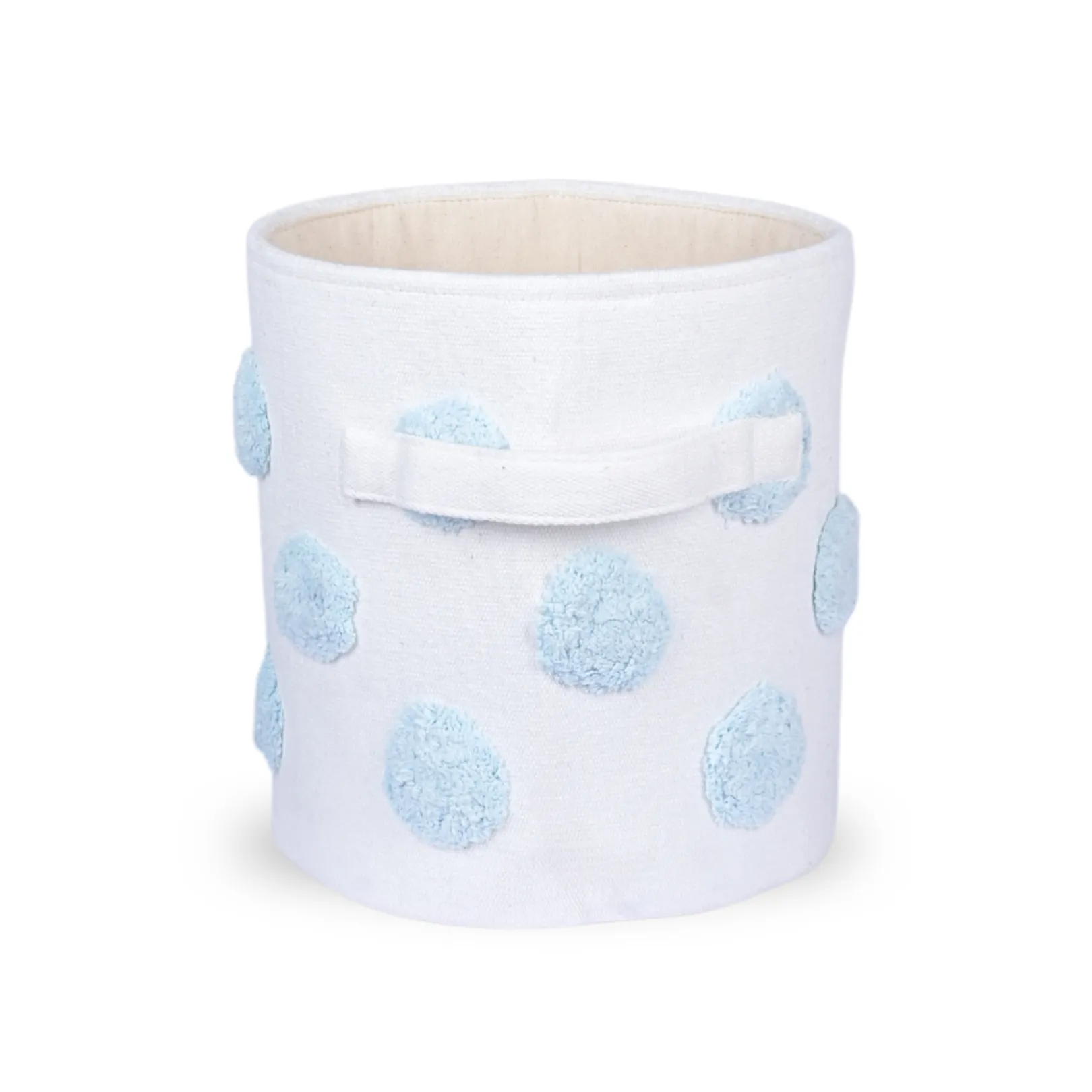 PomPom Small Round Blue Toy Storage Basket